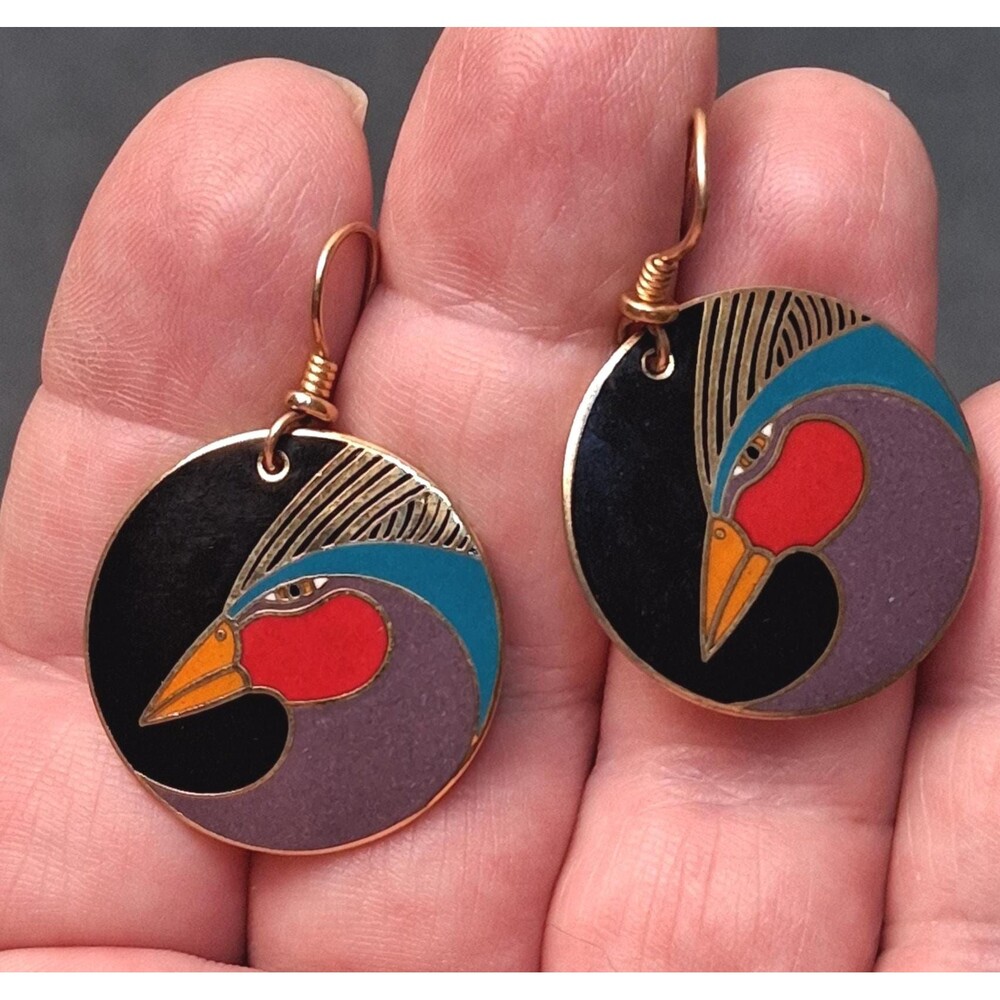 Laurel Burch Harlequin Bird Earrings Dangle